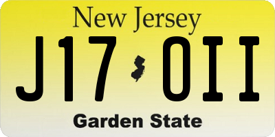 NJ license plate J17OII