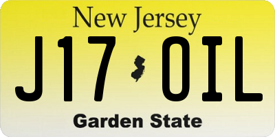 NJ license plate J17OIL