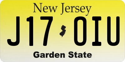 NJ license plate J17OIU