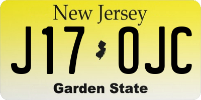 NJ license plate J17OJC