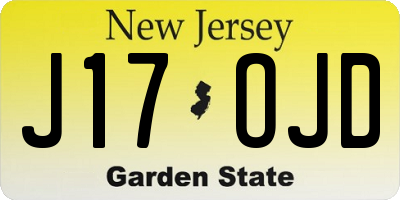 NJ license plate J17OJD