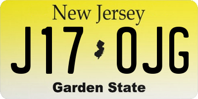 NJ license plate J17OJG