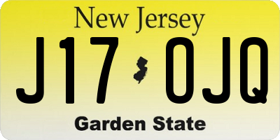 NJ license plate J17OJQ