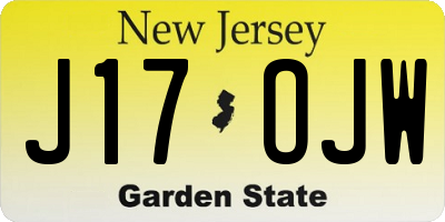 NJ license plate J17OJW