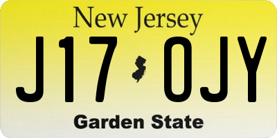 NJ license plate J17OJY