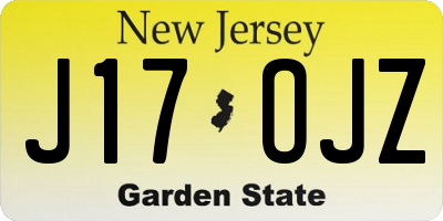 NJ license plate J17OJZ