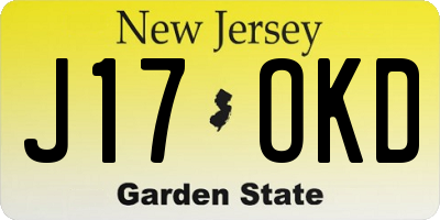 NJ license plate J17OKD