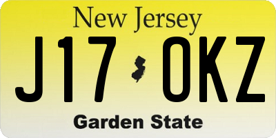 NJ license plate J17OKZ