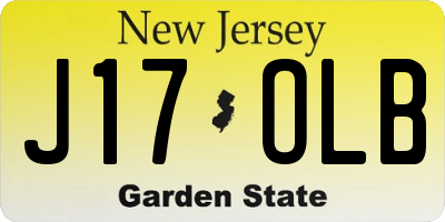 NJ license plate J17OLB