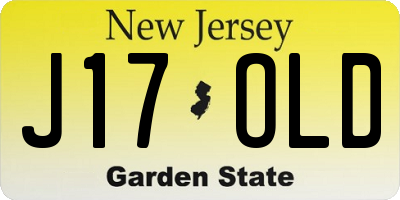 NJ license plate J17OLD