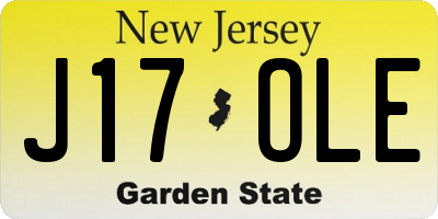 NJ license plate J17OLE