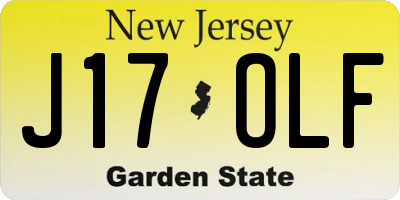 NJ license plate J17OLF