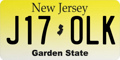 NJ license plate J17OLK