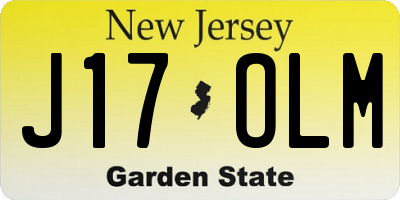 NJ license plate J17OLM