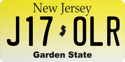 NJ license plate J17OLR