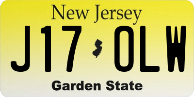 NJ license plate J17OLW