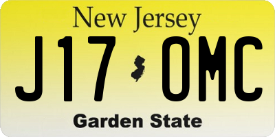 NJ license plate J17OMC