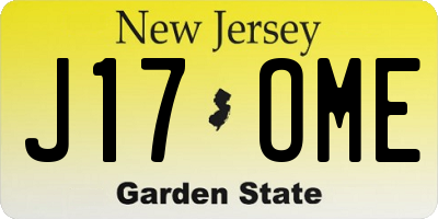 NJ license plate J17OME