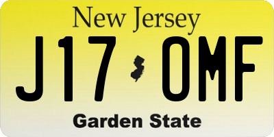 NJ license plate J17OMF