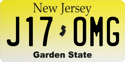 NJ license plate J17OMG