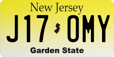NJ license plate J17OMY