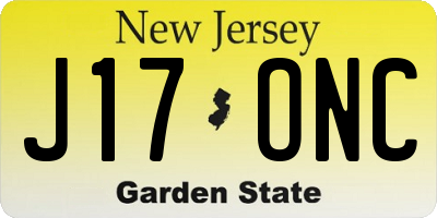 NJ license plate J17ONC
