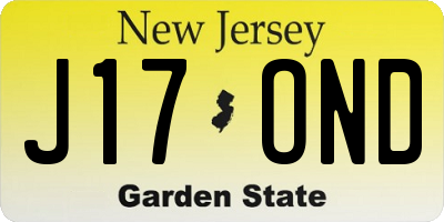 NJ license plate J17OND