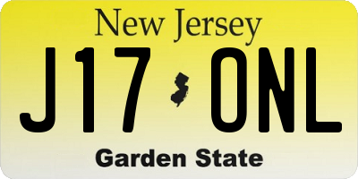 NJ license plate J17ONL