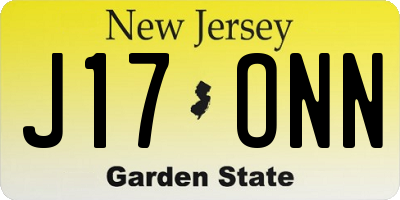 NJ license plate J17ONN