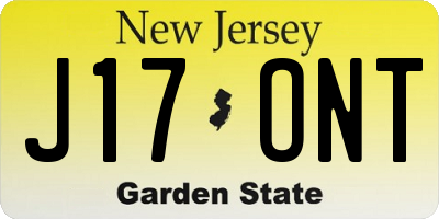 NJ license plate J17ONT