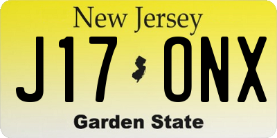 NJ license plate J17ONX