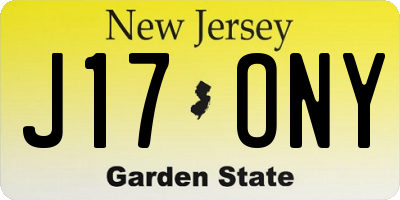 NJ license plate J17ONY