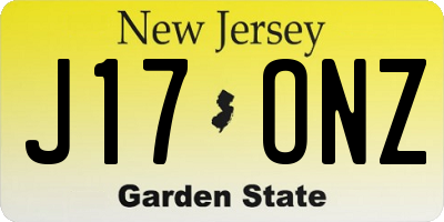 NJ license plate J17ONZ