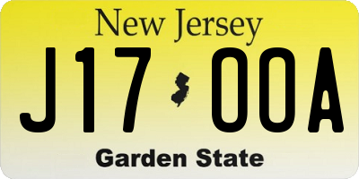 NJ license plate J17OOA