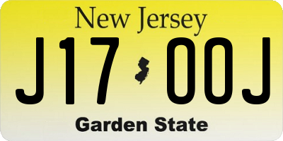 NJ license plate J17OOJ
