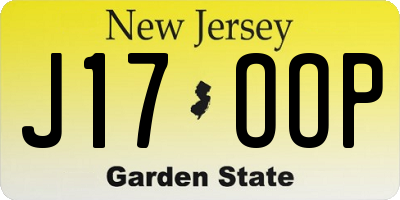 NJ license plate J17OOP
