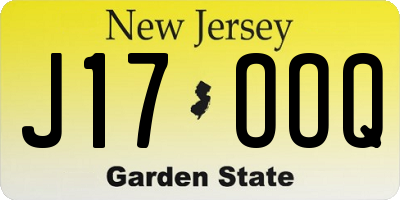 NJ license plate J17OOQ