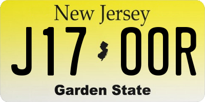 NJ license plate J17OOR