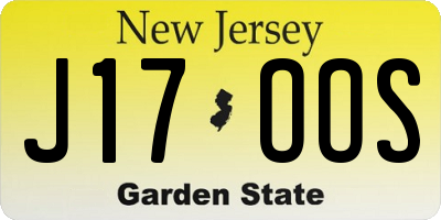 NJ license plate J17OOS