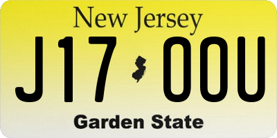 NJ license plate J17OOU
