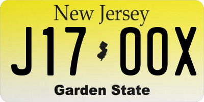 NJ license plate J17OOX