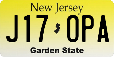 NJ license plate J17OPA