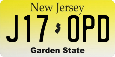 NJ license plate J17OPD