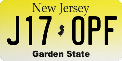 NJ license plate J17OPF