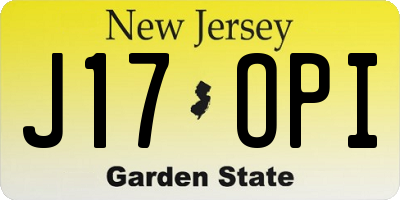 NJ license plate J17OPI
