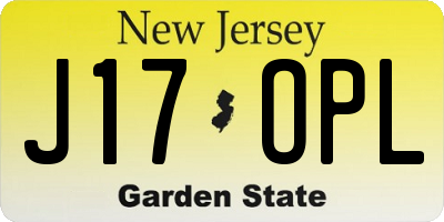 NJ license plate J17OPL