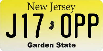 NJ license plate J17OPP