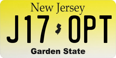 NJ license plate J17OPT