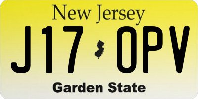 NJ license plate J17OPV