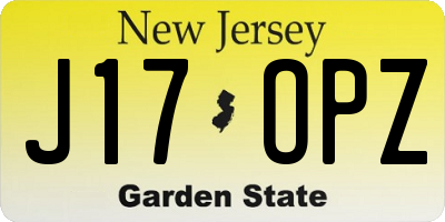 NJ license plate J17OPZ